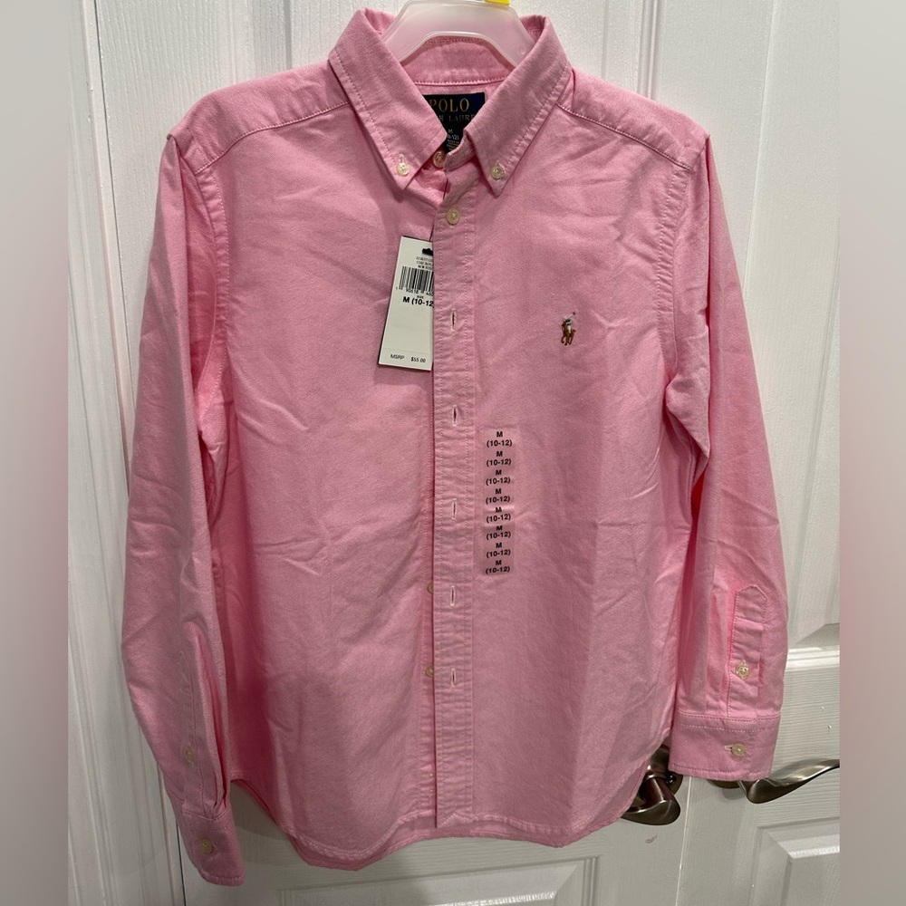 Polo by Ralph Lauren Boys Kids Pink button down long sleeves shirt